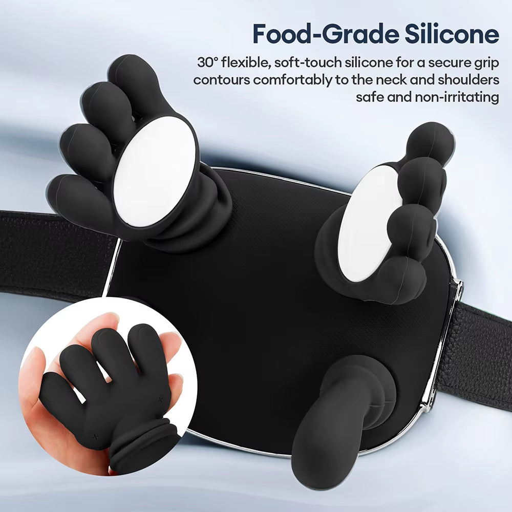 Black 4D Bionic Finger Neck Shoulder Massager Trapezius Neck Cervical Kneading Massage Shawl Brushless Motor Neck Masajeador
