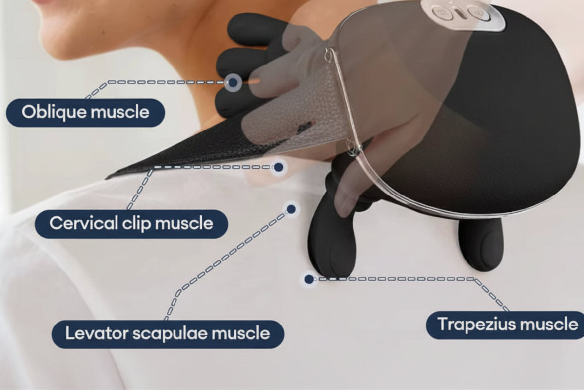 Black 4D Bionic Finger Neck Shoulder Massager Trapezius Neck Cervical Kneading Massage Shawl Brushless Motor Neck Masajeador